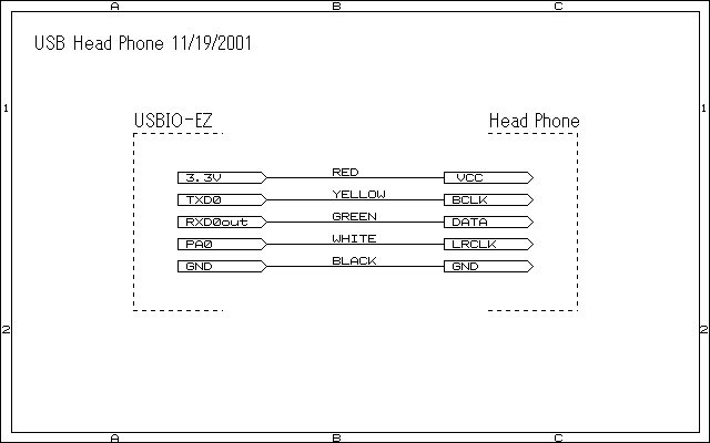 USBヘッドフォン回路図(11/19/2001版)
